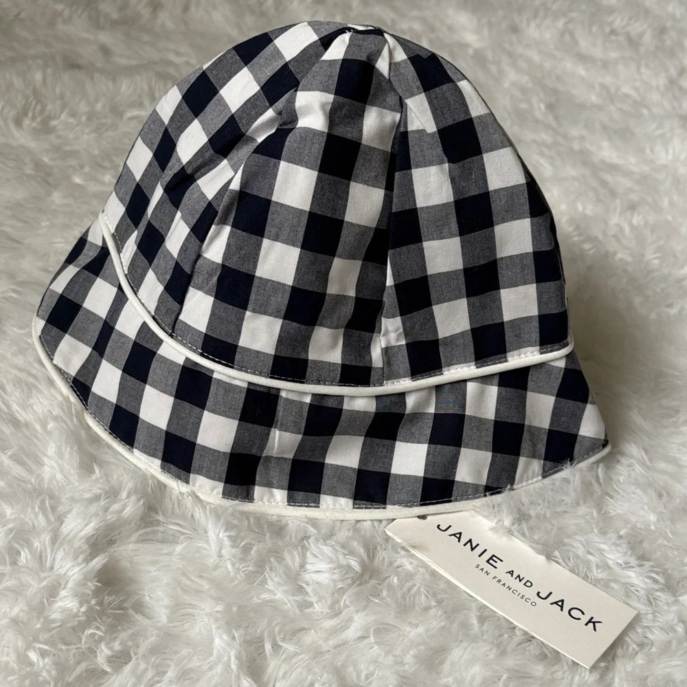 NWT Janie And Jack Blue And White Plaid Hat Size 12-18 Month